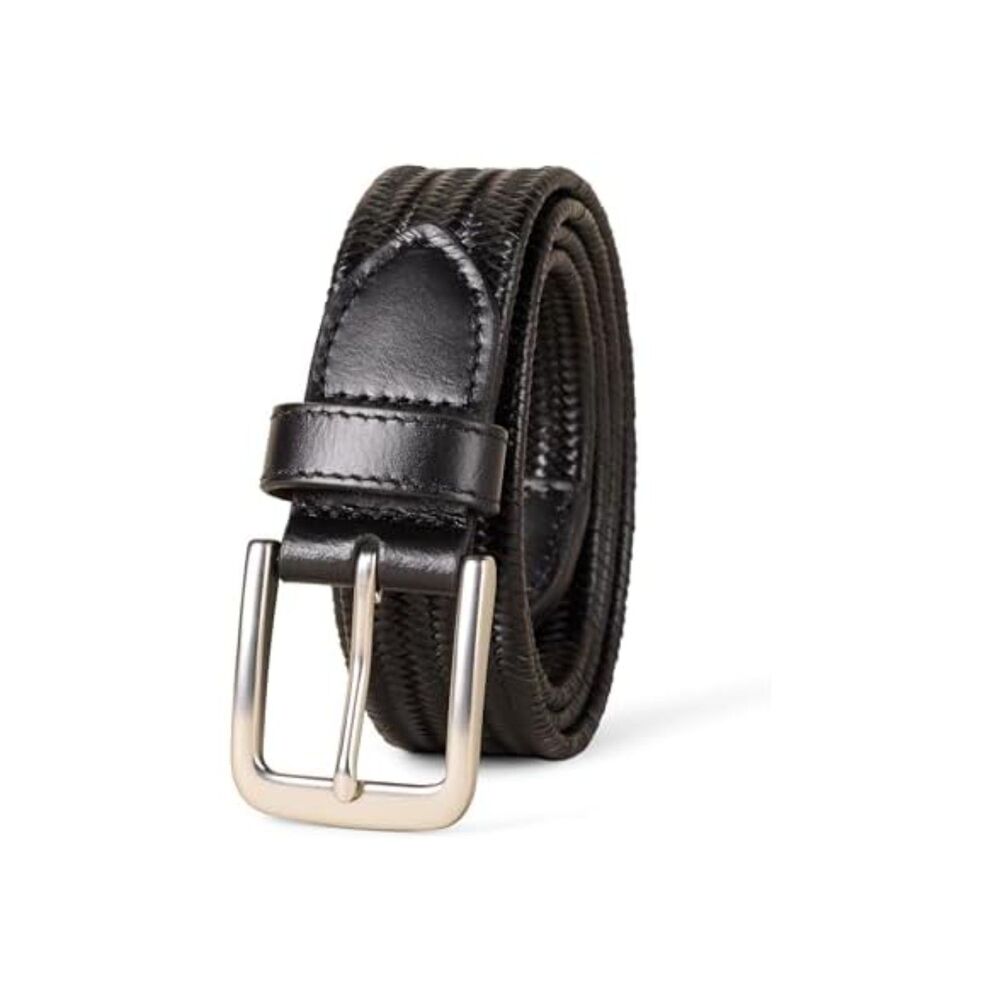 Amazon Essentials Men Tubular Stretch Weave Belt-black- 34